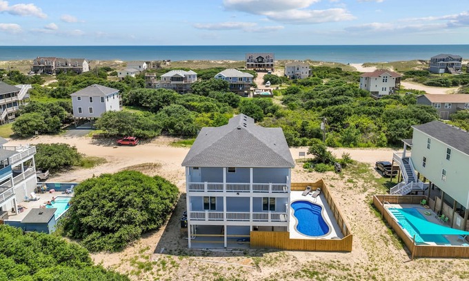 Carova Beach Cabaña | Brand New Beach House with Ocean Views, Elevator, Game Room and Inground Pool!