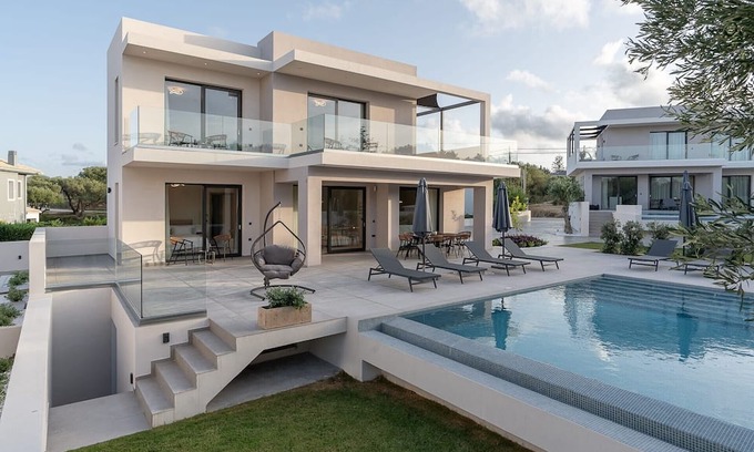 Tsilivi Villa | Dazzling Zakynthos Villa | Villa Selene's Dream | 5 Bedrooms | Panoramic Sea Views | Private Pool | Spacious Furnished Terrace with Shaded Outdoor Dining Area | Prime Location | Akrotiri